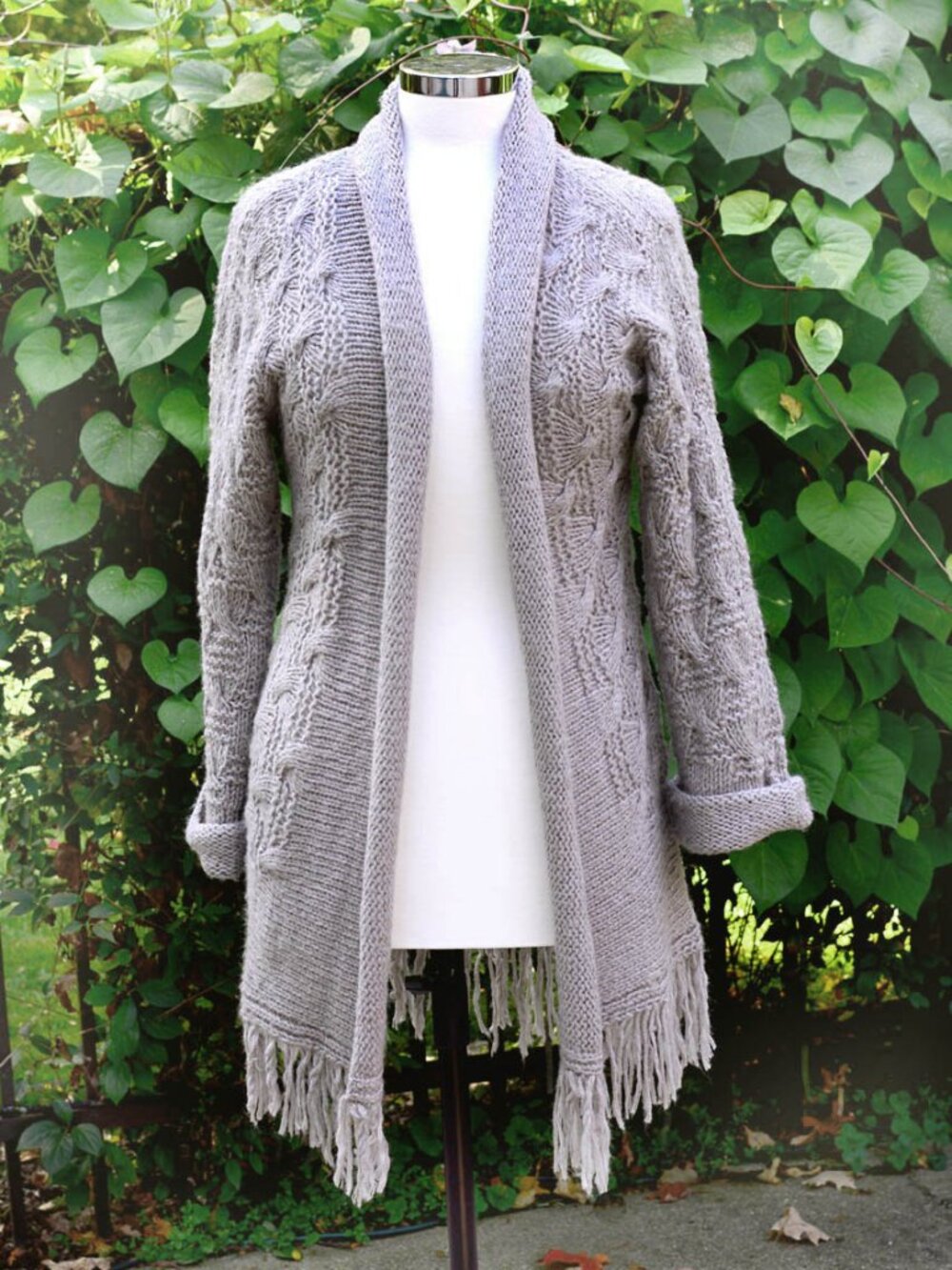 Even Long Fringed Sweater in Greige